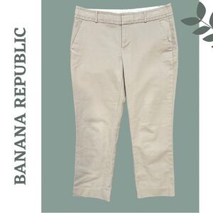 Banana Republic Beige Chino Cropped Pants Front Zip Martin Fit Size 8